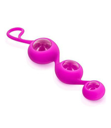 Triple boules de Geisha rose verre et silicone - CC571002